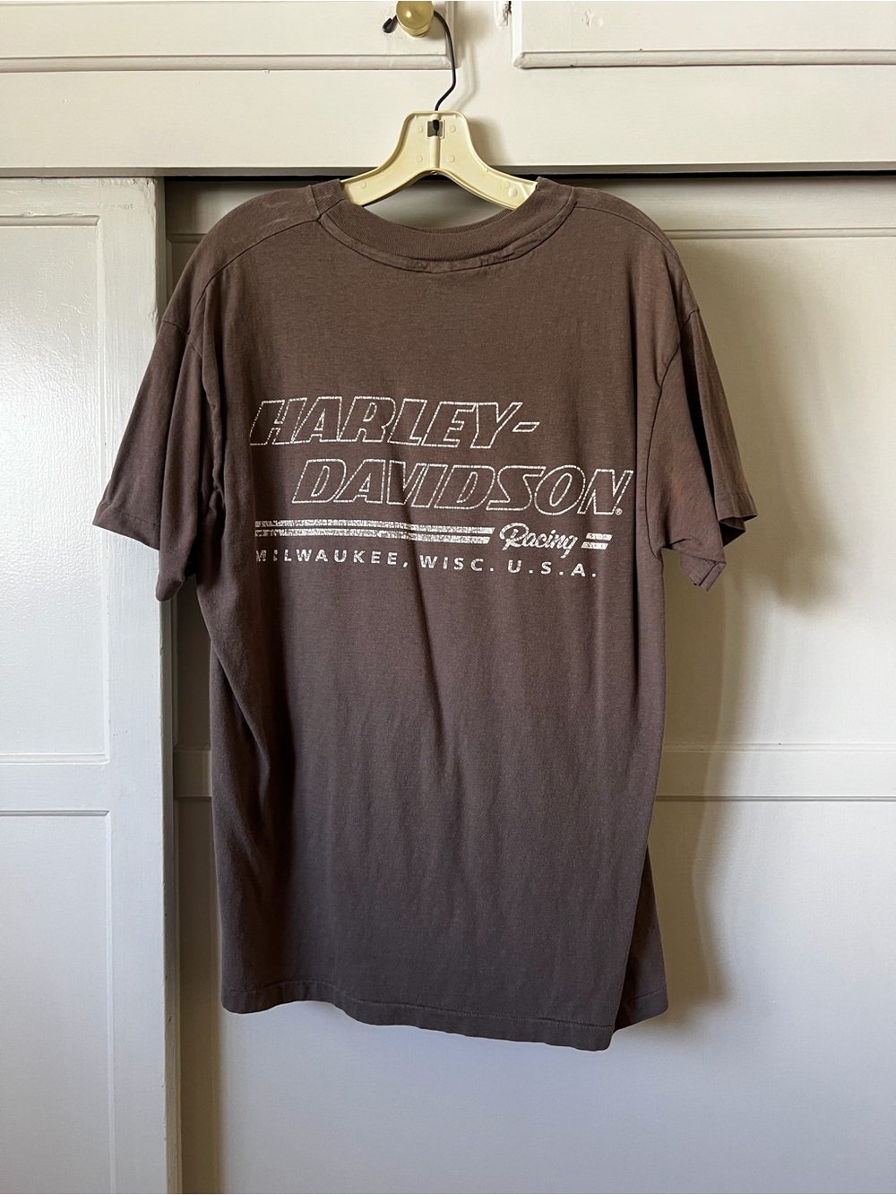 Vintage Unisex Harley-Davidson Brown Racing Eagle Graphic Tee